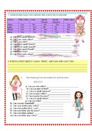 English Worksheet: Use of Can