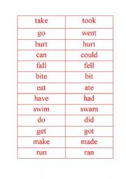 English worksheet: irregluar verbs