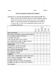 English Worksheet: Oral Skills Checklist