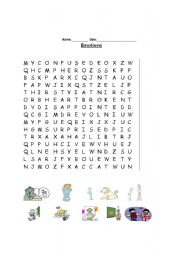 English Worksheet: emotions - wordsearch