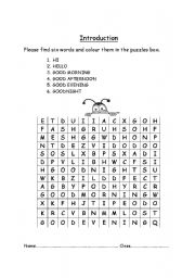 English Worksheet: Introduction wordsearch