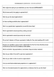 English Worksheet: supermarket discussion questions