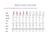 English Worksheet: How many. Read and colour