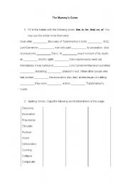 English Worksheet: The Mummys Curse