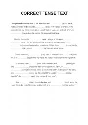 English Worksheet: choose the correct tense in order to complete the sentences (text)