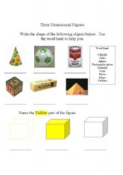 English Worksheet: 3-Dimensional Figures