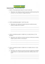 English Worksheet: tense review