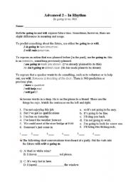 English Worksheet: Be going to vs. will