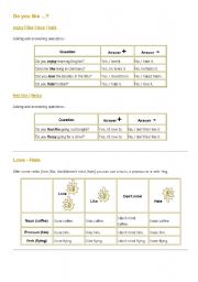 English worksheet: Likes vs Dislikes