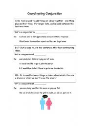 English worksheet: coordinating conjunctions