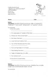 English Worksheet: First Unit Grammar Exam 3rd grade