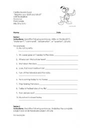 English worksheet: First Unit Grammar Exam 3rd grade