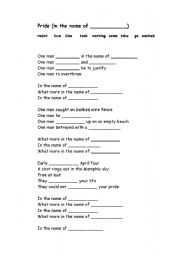 English worksheet: Song 