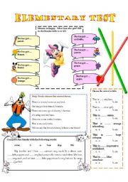 English Worksheet: ELEMENTARY TEST