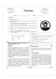 English Worksheet: Paparazzi