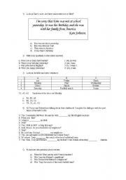 English Worksheet: to be (past tense) 