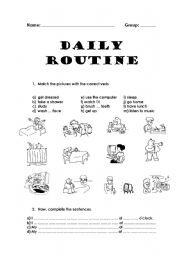 English Worksheet: Daily routine