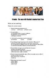 English Worksheet: Friends - The one with Rachels Inadvertent Kiss