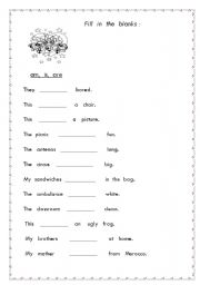 English Worksheet: AM/IS/ARE    HAVE/HAS