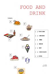 English worksheet: FOOD AND DRINK