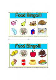 English Worksheet: Food Bingo