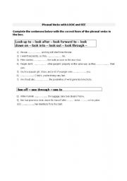 English Worksheet: Phrasal verbs  with look and see