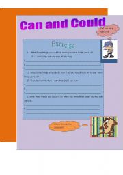 English Worksheet: Can and could