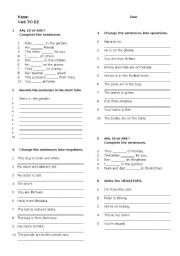 English Worksheet: Verb be