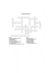 English worksheet: School Crossword