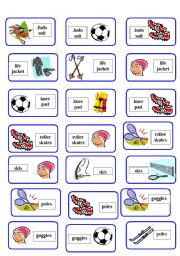 English Worksheet: sport equipment domino ( 6 of 6 )