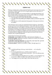 English Worksheet: Opinion Essay