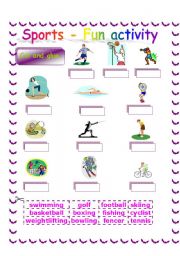English Worksheet: Sports - fun activity