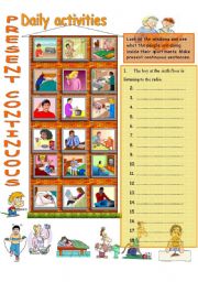 English Worksheet: Present continuous- Daily activities