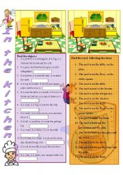 English Worksheet: Prepositions. In the kitchen.