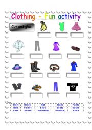 English Worksheet:  Clothing - Fun activity