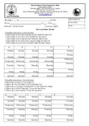 English Worksheet: days of the week