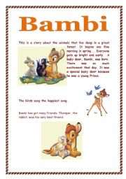 English Worksheet: Bambi Part one       3 pages