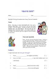 English Worksheet: Have Got Worksheet