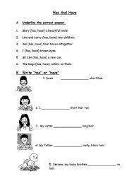 English Worksheet: has or have