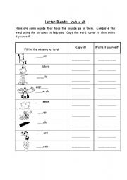 English worksheet: letter blends ch