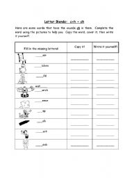 English Worksheet: letter blends ch