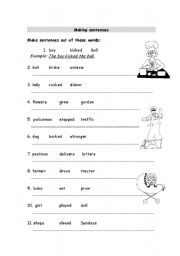 English Worksheet: making sentences