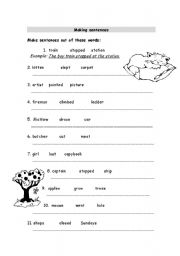 English Worksheet: making sentences 2