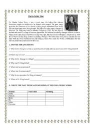 English Worksheet: Martin Luther King