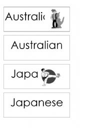 English worksheet: Countries and nationalities memory game