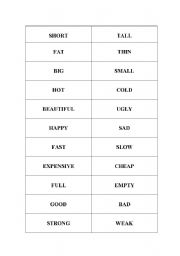 English worksheet: Opposites