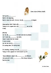 English worksheet: Come clean - Hillary Duff