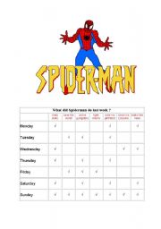 English Worksheet: what did spiderman do last week ?