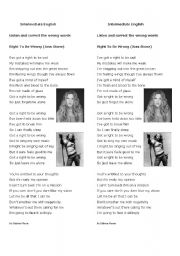 English Worksheet: Right to be wrong - Joss Stone