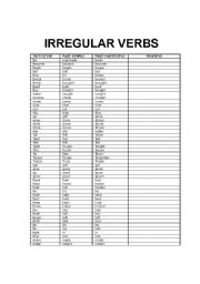 English Worksheet: Irregular Verbs